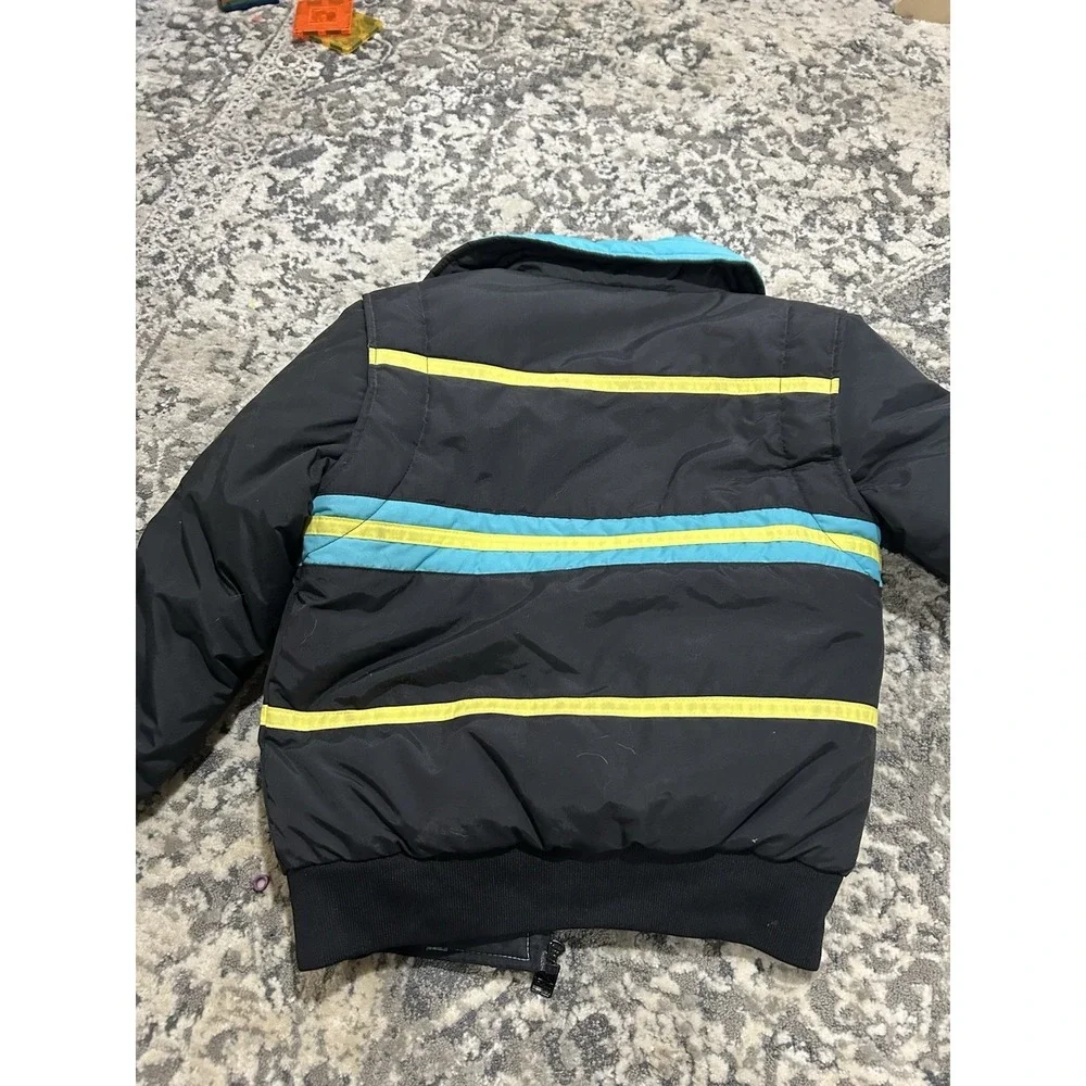 Vintage Downhill Racer Down‎ Fill Coat Ski Jacket Unisex Size Small Black Blue